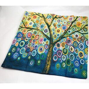 Colorful Printed Square Zippered Throw Pillow Cover 18x18" Tree Circles Abstract